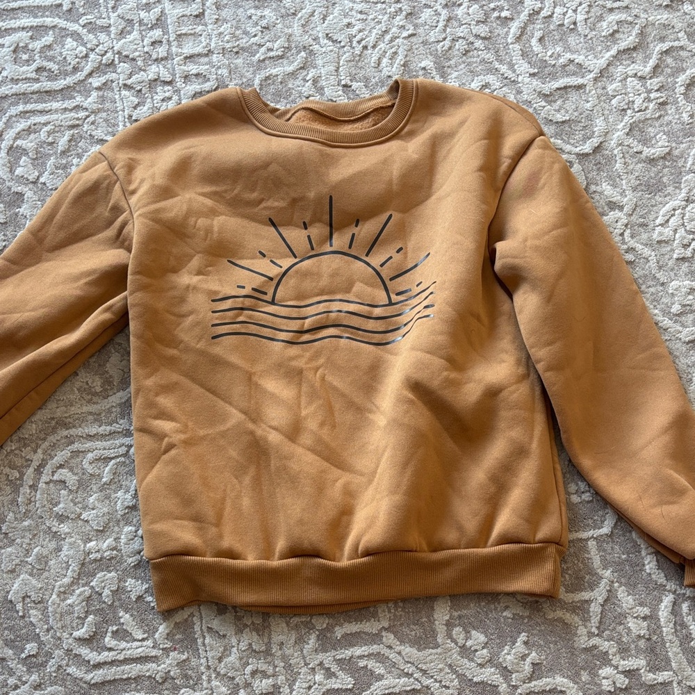 SHEIN Tan Sweatshirt with Sun Graphic